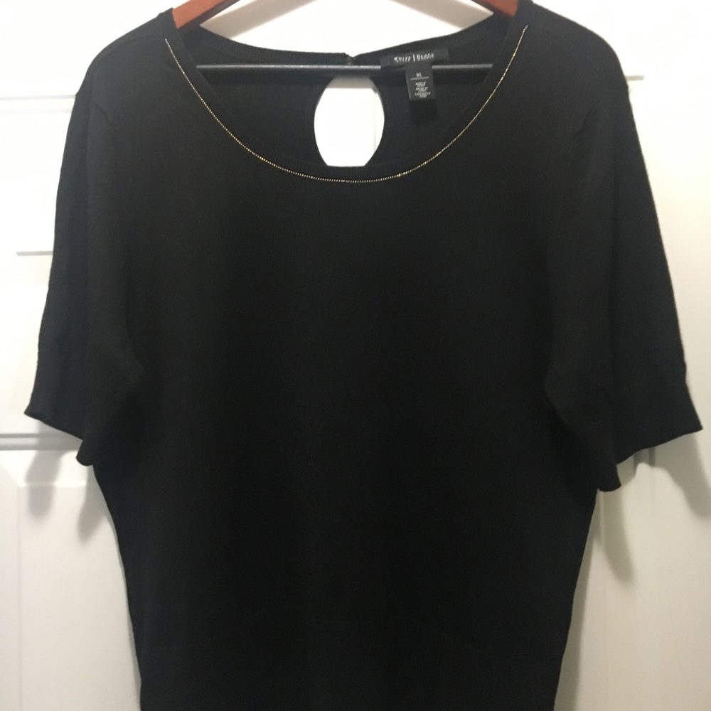 Black sweater. Gold trim. WHouse/BMarket. Size XL